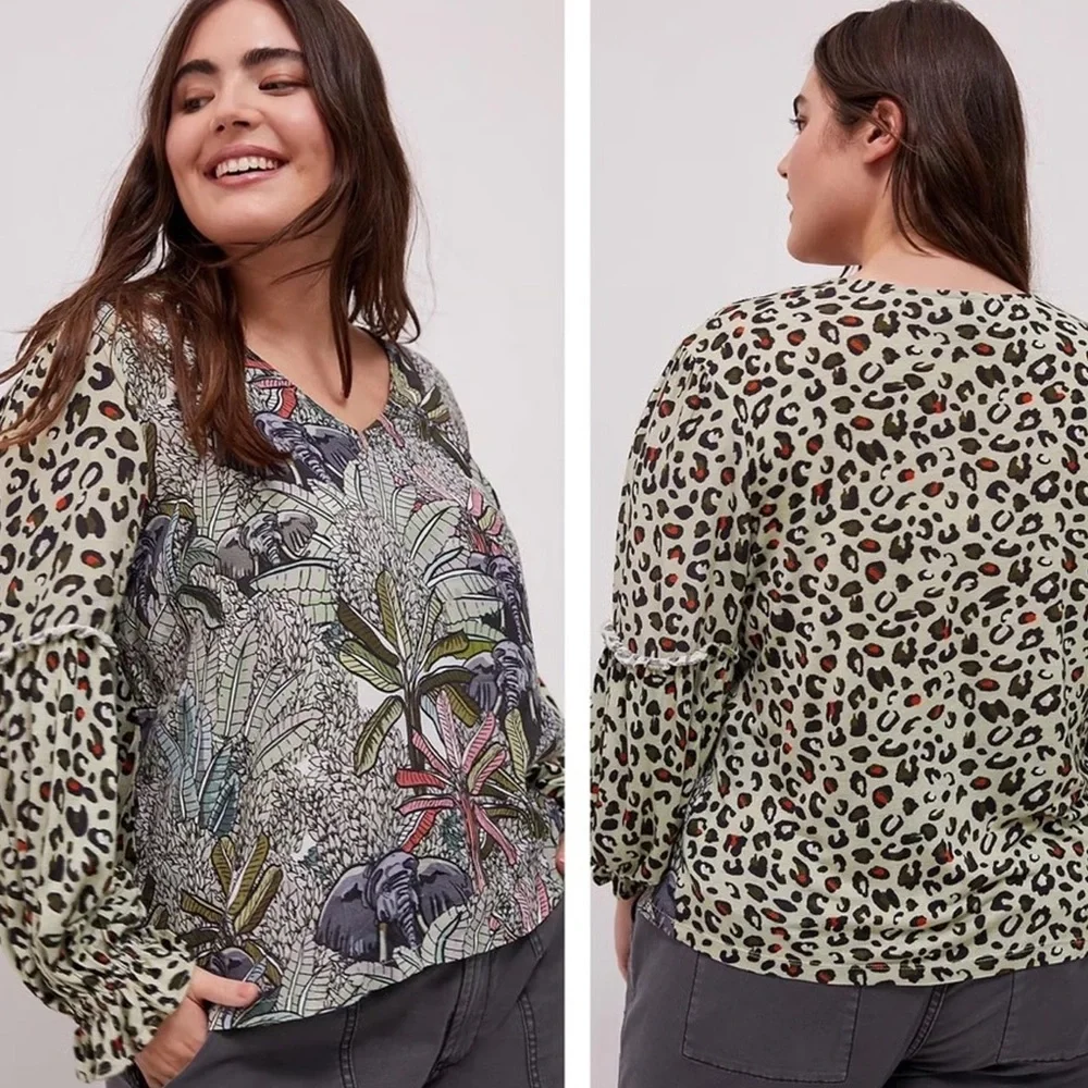 Anthropologie / Bl^nk London Top Blouse Elephant Print - Picture 1 of 5